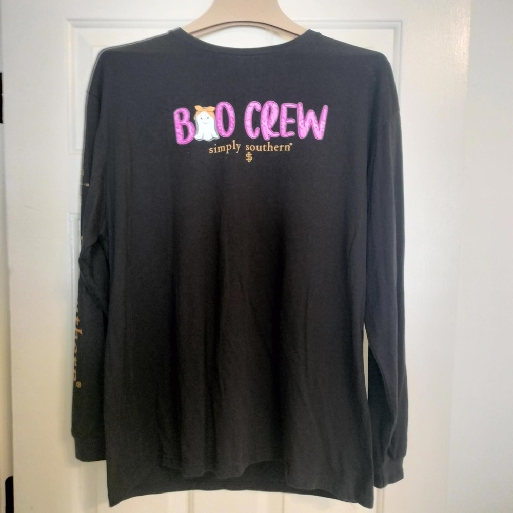 Simply Southern Halloween Boo Crew Long Sleeve Cotton  Shirt Size L